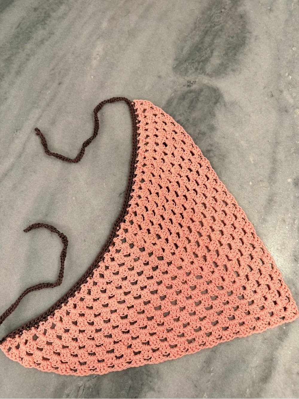 Handmade Crochet Bandana Head Scarf Cotton Boho Triangle Wrap Fest Cottagecore